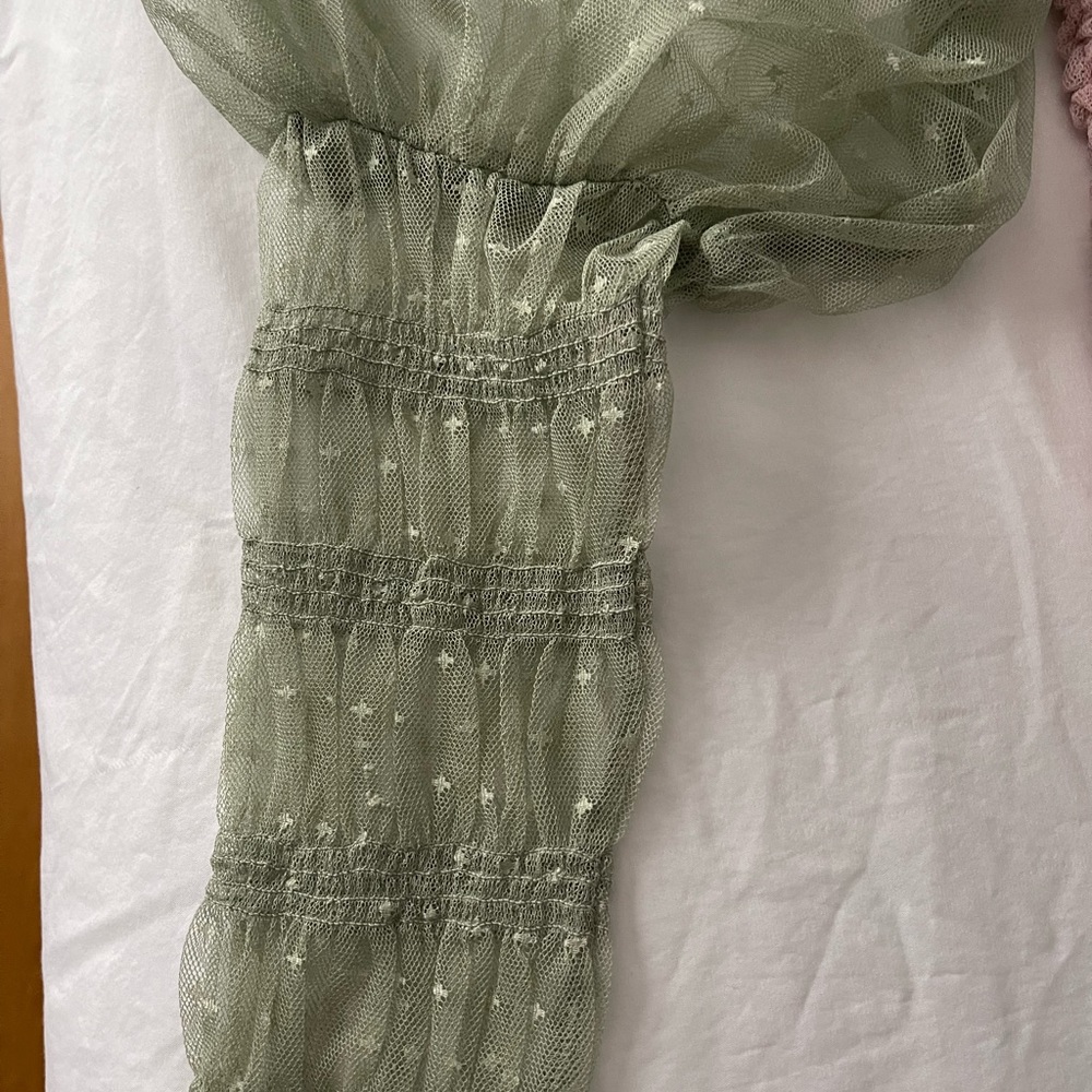 NWT Free People dusty rose & Sage green lace top - Picture 6 of 9